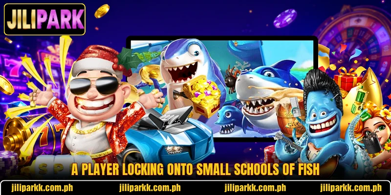A player locking onto small schools of fish A player locking onto small schools of fish