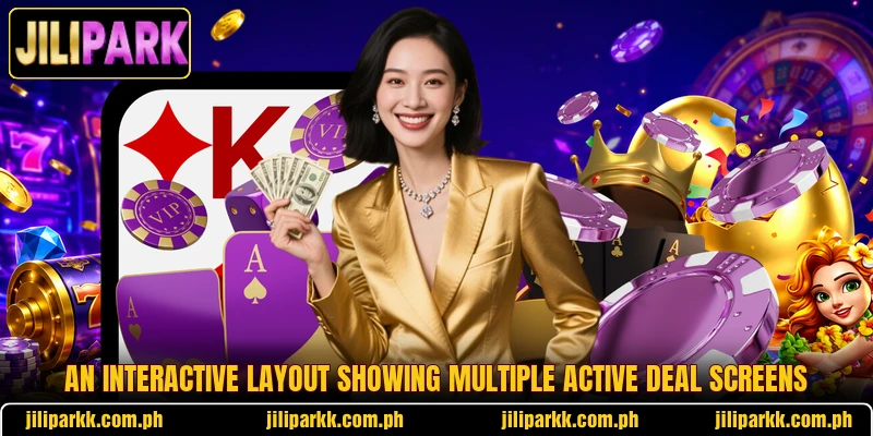 An interactive layout showing multiple active deal screens An interactive layout showing multiple active deal screens