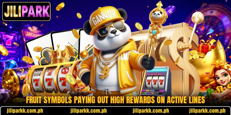 Fruit symbols paying out high rewards on active lines