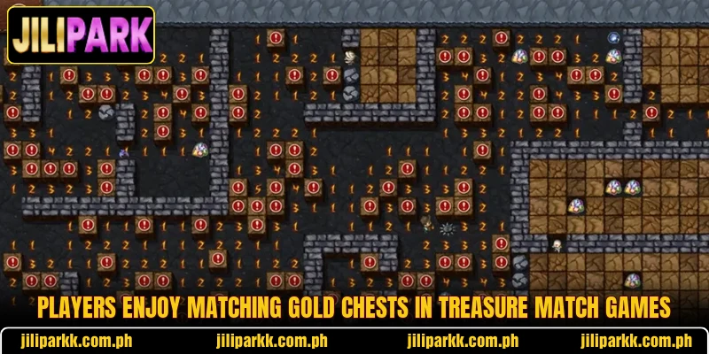 Players enjoy matching gold chests in Treasure Match games Players enjoy matching gold chests in Treasure Match games