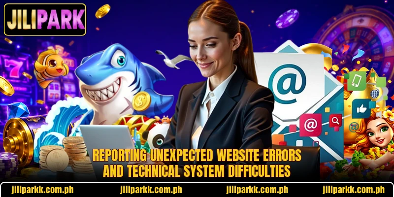 Reporting unexpected website errors and technical system difficulties