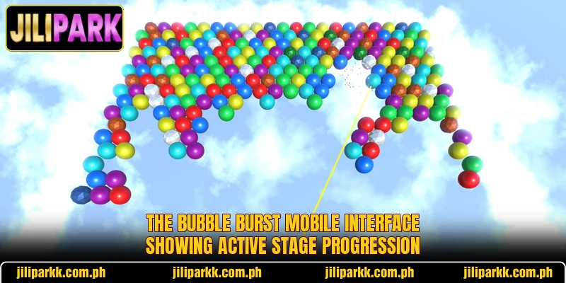 The Bubble Burst mobile interface showing active stage progression