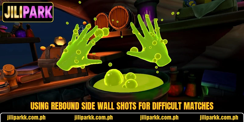 Using rebound side wall shots for difficult matches